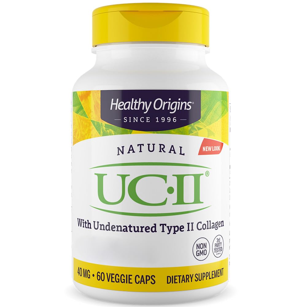 Healthy Origins, Natural UC-II (Natürliches Typ 2 Kollagen), 60 vegetarische Kapseln, 40mg Kollagen je Dosis, Glutenfrei, Sojafrei, GMO frei, Geschmacksneutral