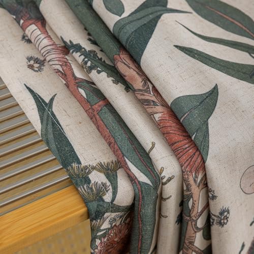 Image of ALIGOGO Boho Floral Curtains 2 Panels - Mid Century Modern Windflower Curtaisn for Bedroom, Farmhouse Bohomain Plant Grommet Light Filtering Privacy Linen Floral Drapes, 50 x 72 Inch, Coral &Green