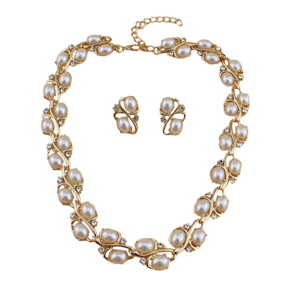 Women Latest Stylish Design Fancy Pearl Necklace Jewellery Set (15225s)