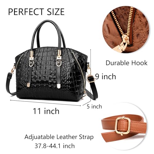 Image of Trendy Crocodile Handbags for Women: Large Capacity Leather Handbag Crossbody Bags with Shoulder Strap Ideal Choice