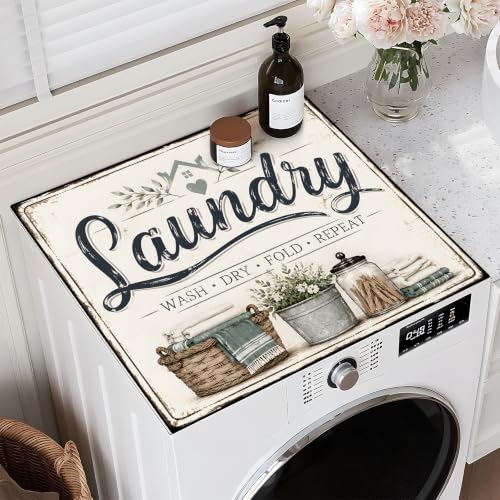 Image of Washer and Dryer Topper for Top,23.6 inch x 19.7 inch Washer Dryer Countertop Mat, Waterproof & Anti-Slip Dryer Top Protector Mat (Laundry Vintage, 23.6x19.7inch)