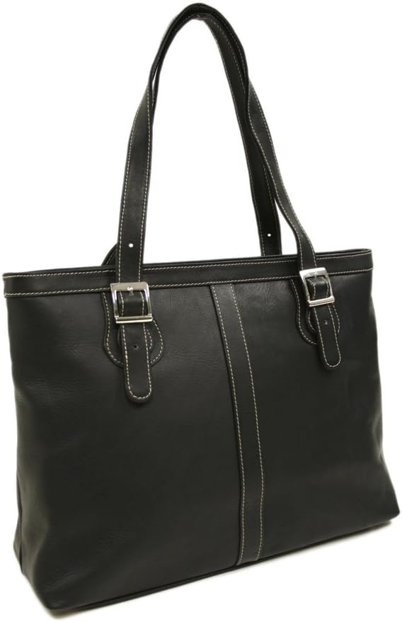 Piel Leather Ladies Laptop Tote, Black, One Size
