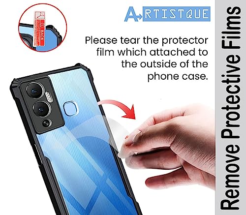 Image of A rtistque Clear Hard Transparent Acrylic Armor Anti-Drop Shockproof TPU Edge Back Cover Case for Infinix Hot 12 Play - Black