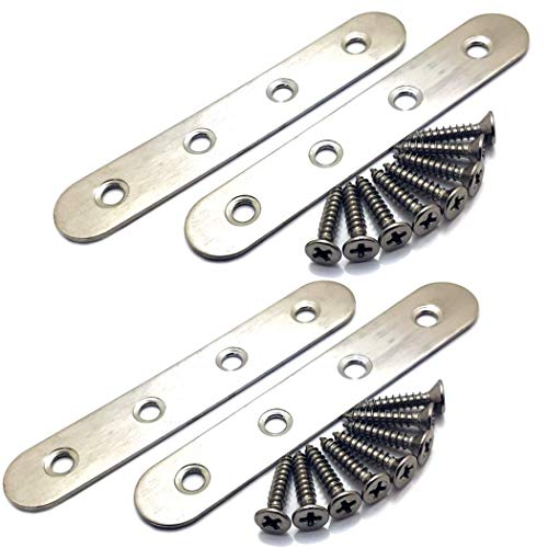 Ktdzone 97 by 17 MM Stainless Steel Flat Straight Brace Brackets Mending Repair Plates Fixing Bracket Connector with Screws 4Sets
