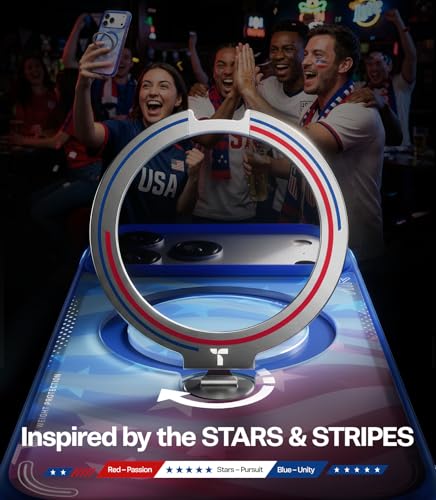 Image of TORRAS World Cup Spirit Inspired, Football Limited Edition Ostand Q3 Air for iPhone 17 Pro Case & 360 Magnetic Stand, Fit for MagSafe, Mil-Grade Drop Tested, Camera Control Button, Starlight