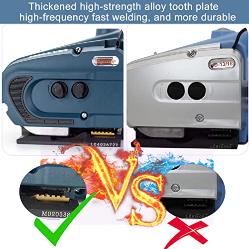 Hightop Electric Strapping Machine For 1/2-5/8 Inch Pp Pet Strap Automatic Strapping Tool With 2X4000Mah Battery Handheld Banding Tools For Plastic Packaging Strapping Tensioner Baler For Pallet Box #TOP6