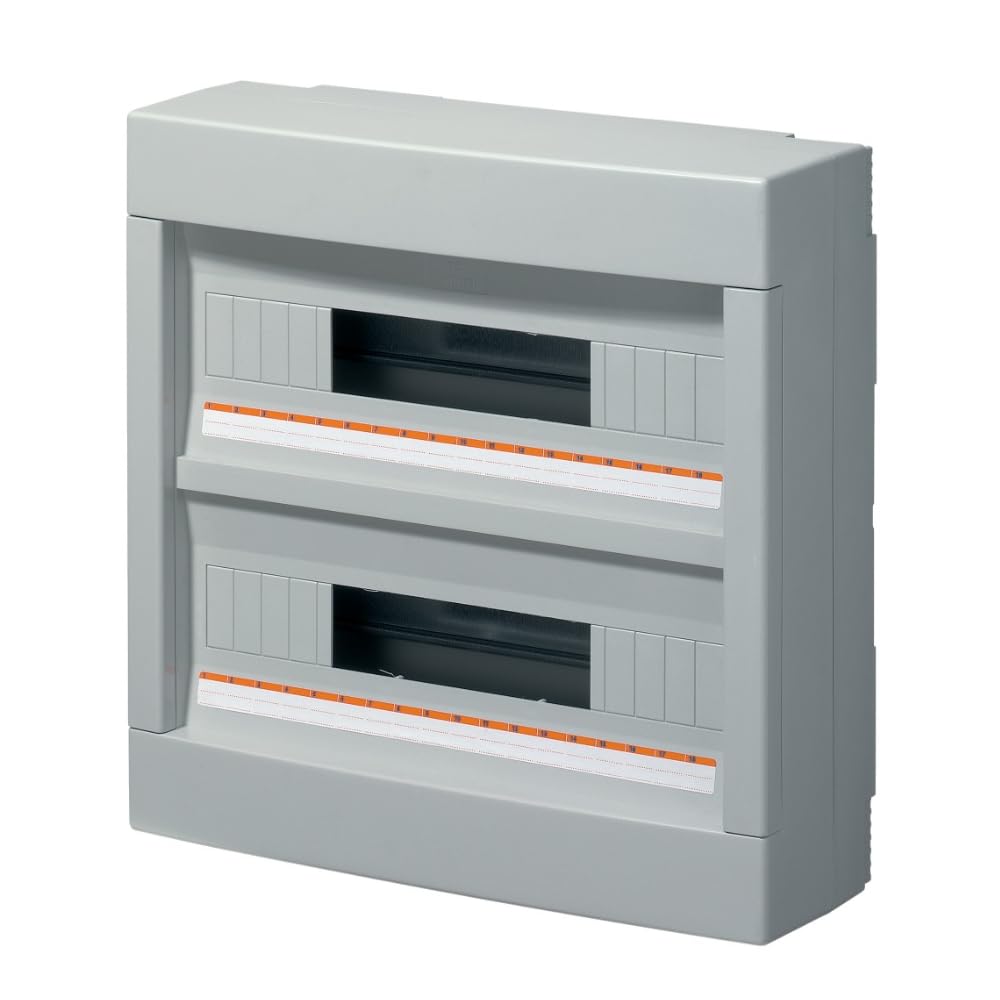 Centralino da Parete Senza Sportello IP40 – Quadro Elettrico 36 moduli con Barra DIN EN 50022, Scatola Distribuzione Grigia per Installazioni Civili e Industriali, 400x400x130 mm