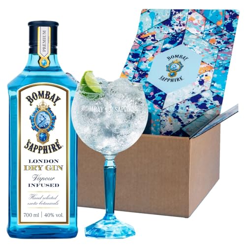 ​​Bombay Sapphire London Dry Gin Geschenkbox mit Copa-Glas, 40 Vol-% Alk., 70 cl/700 ml, zu 100%...