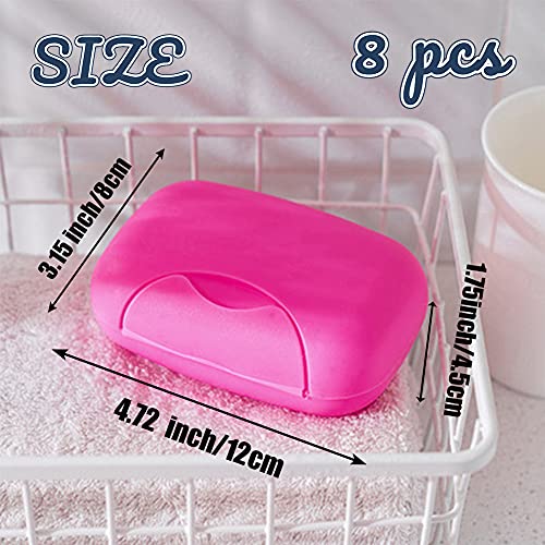 8 Pcs Plastic Soap Case Holder,Soap Dish Container,4 Colors Portable Bath Soap Box With Lid For Home,Bathroom Shower,Travel,Outdoor Camping #TOP1