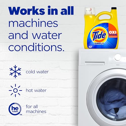 Image of Tide Simply Oxi Boost + Ultra Stain Release, 151 fl oz, 107 Loads, Tough on Stains, Whitens, Brightens, Refreshing Breeze Scent