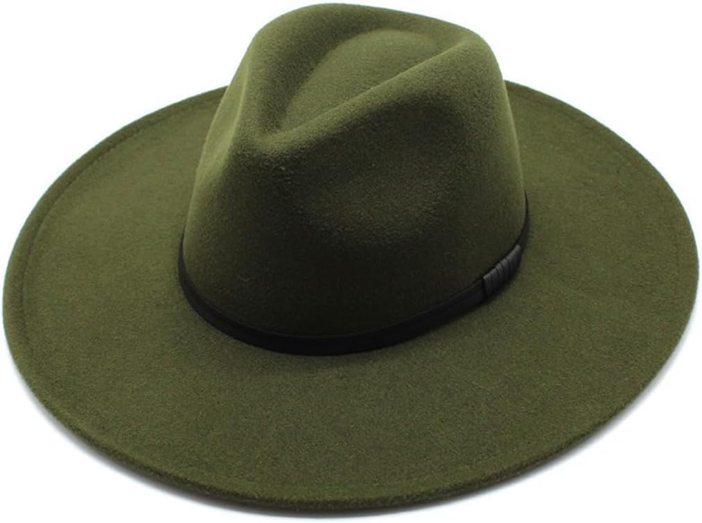 Wide Brim Fedora Hat with Black Band, Classic White Wool Felt, Unisex