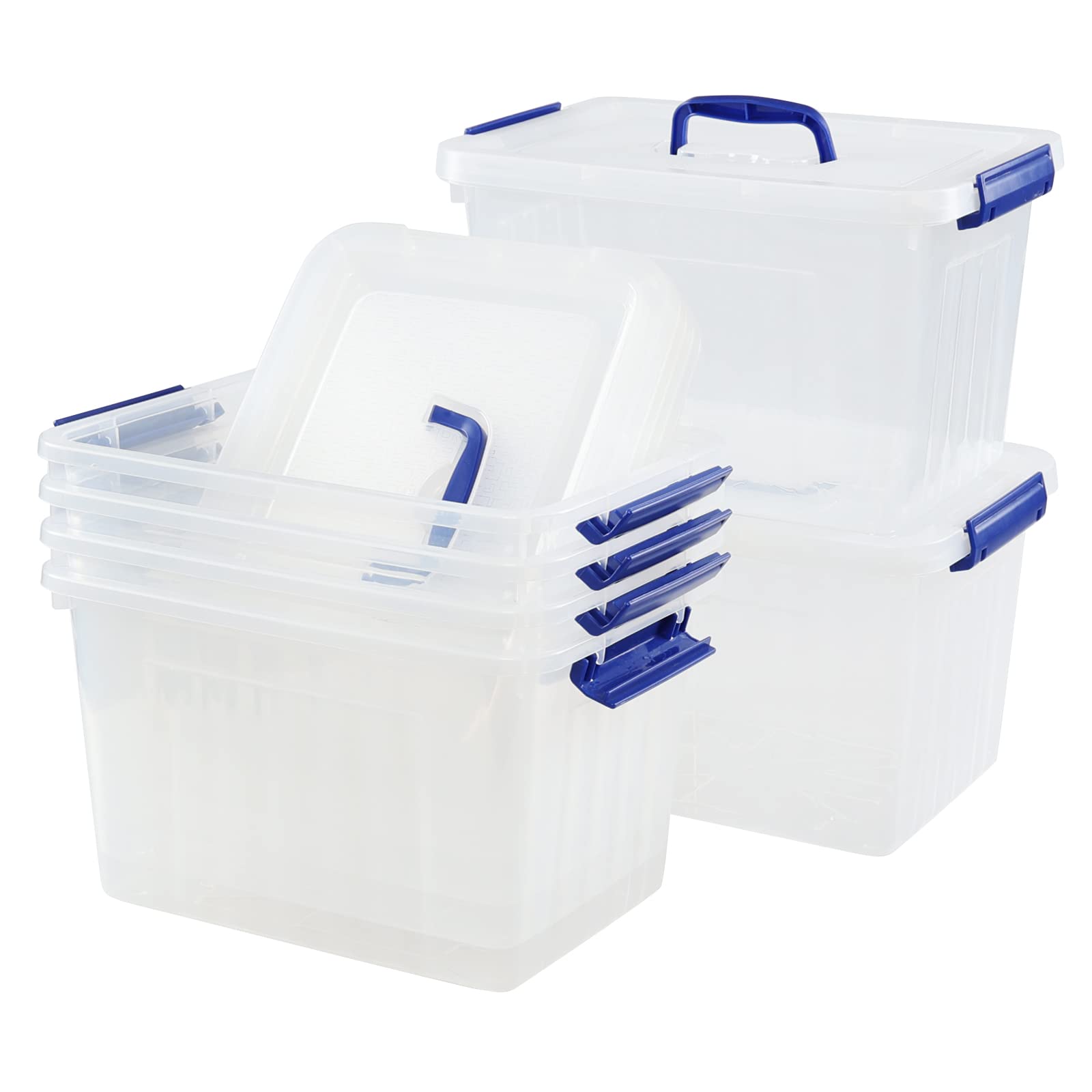 6 Stück 12 L Aufbewahrungsbox Mit Deckel Aus Kunststoff, Transparent, Plastik Aufbewahrungsbox