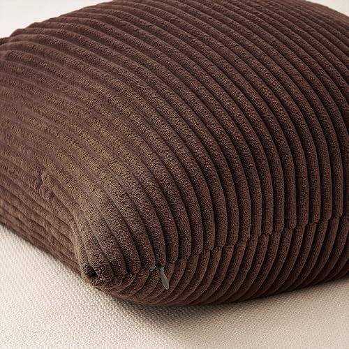 Image of Topfinel Gold Brown Throw Pillow Covers Rustic Modern Soft Corduroy Striped Decorative Cushion Cover 16x16 Inch Gradient Farmhouse Pillow Case Set of 4 for Sofa Couch Living Room Bedroom
