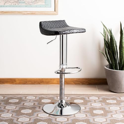 Safavieh Home Collection Juji Butaco con asiento giratorio ajustable de mimbre negro y elevador de gas 24-32.5 pulgadas miniatura 5