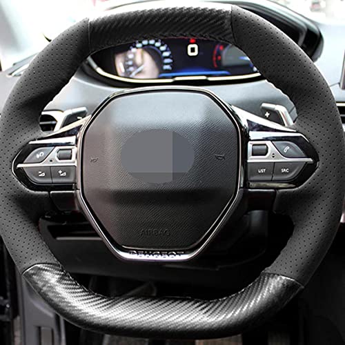 TEMPE Capa de volante de carro de couro preto, para Peugeot 4008 2017 2018 3008 2017 2018 Acessórios