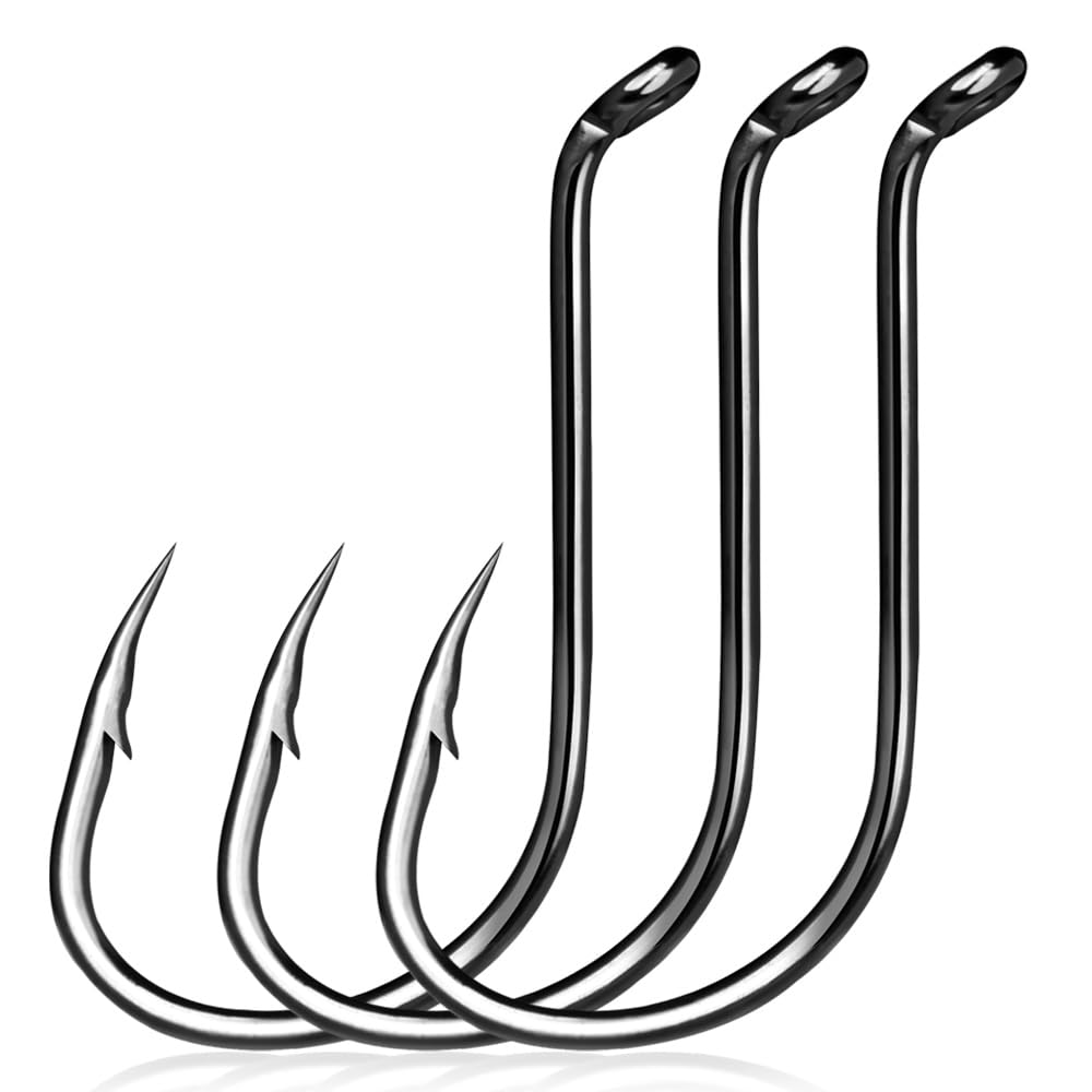 Octopus Hooks Fishing Saltwater 100pcs 50pcs Offset Beak Fish Hooks Closed Eye Barded Black For Fishing Rigs Bass Catfish