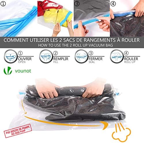 VOUNOT 12pcs Vacuum Storage Bags for Clothes, Duvets, Pillows, Blankets, Reusable Space Saver Bags with Pump, 2 Jumbo 4 Medium 4 Small 2 Roll Up, Multi-coloured, 2518080028772