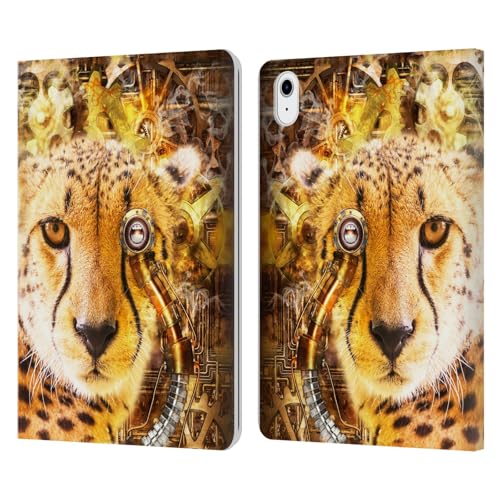 Funda de cuero tipo libro para iPad Air 2020 con diseño Simone Gatterwe Guepardo Steampunk