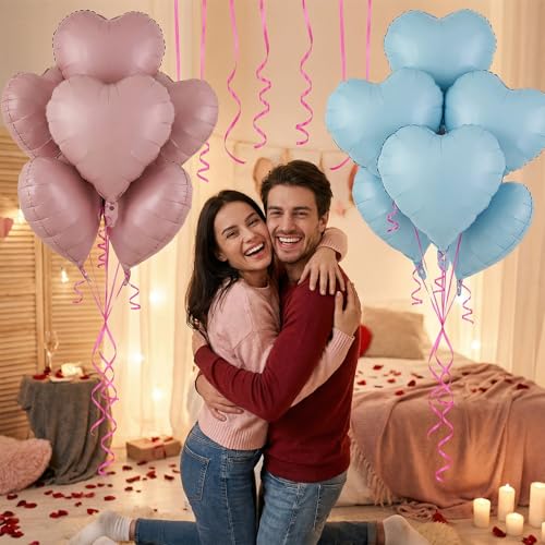 Image of 12 Pcs Colorful Heart Balloons,18 Inch Heart Foil Balloons Love Balloon Valentine Balloon for Birthday Party Wedding Engagement Party Baby Shower Valentine Day Decorations