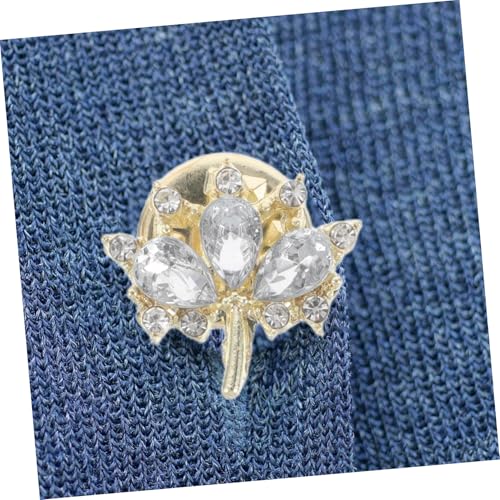 Broche feuille d'érable dorée et cristal pour fermeture de vêtements
