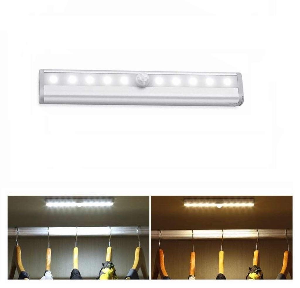 JERN Stick-on Anywhere Portable Little Light Wireless LED Under Cabinet Lights 10-LED Motion Sensor Activated Night Light (White Light, Pack of 1)