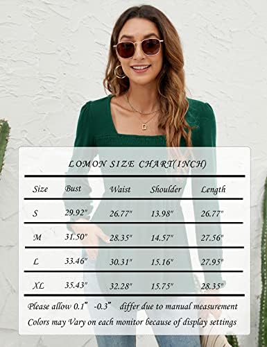 LOMON Blouses for Women Puff Long Sleeve Shirts Square Neck Cute Casual Smocked Tunic Tops Spring Fall Winter Clothes S-XL 6 LOMON Blouses for Women Puff Long Sleeve Shirts Square Neck Cute Casual Smocked Tunic Tops Spring Fall Winter Clothes S-XL