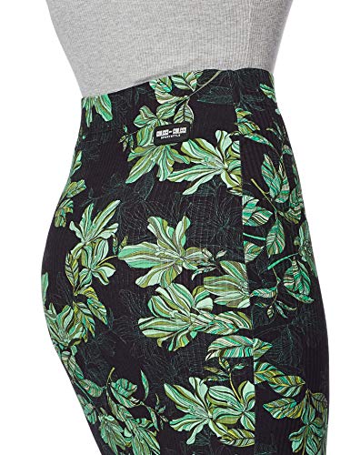 Saia Midi Estampada Colcci Fitness, Feminino, Preto/Verde/Cinza, M