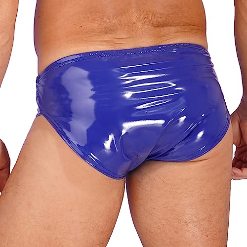 FEESHOW Men Shiny Faux Leather Briefs Lingerie Low Rise Bulge Pouch Panties Underwear4