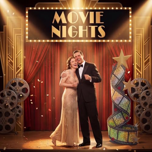Image of DoubleFill 5.9 ft Movie Awards Night Party Decorations 3D Gold Stars Filmstrip Column Cardboard Cutout Stand up Premiere Party Decorations Red Carpet Photo Prop Backdrop for Movie Award Theme Decor
