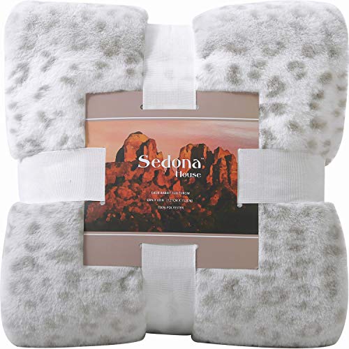 Sedona House Fuzzy Faux Fur Cheetah Throw Blanket,Lightweight Plush Cozy Soft Microfiber For Couch Travel,50 By 60-Inch,Grey Snow Leopard #TOP4