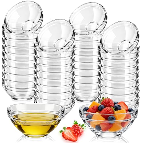 Zhehao 40 Pcs 3.5 inch Small Glass Bowls 4oz Mini Prep Dipping Bowls Stackable Sauce & Condiment Cups Ingredient Containers for Kitchen Snacks, Spices, Meal Prep