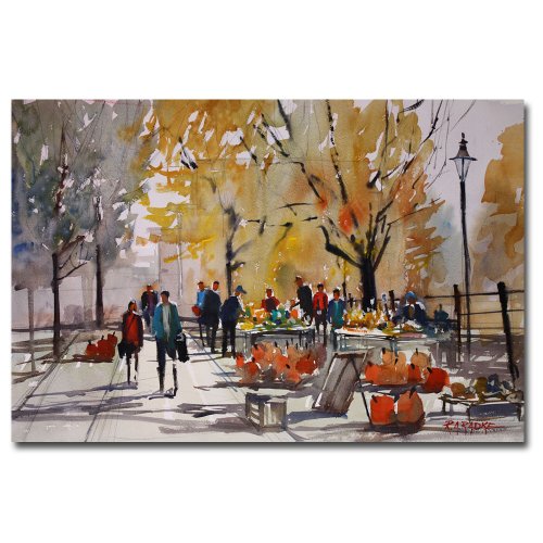 Trademark Art Ryan Radke Farm Market Framed Canvas Art, 30 by 47-...