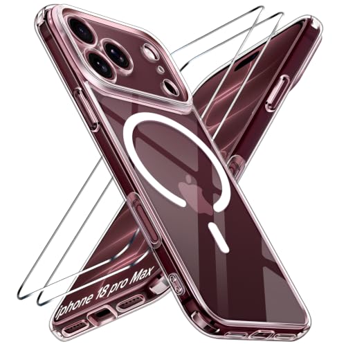 ivoler Klar Magnetisch Hülle für iPhone 18 Pro Max, 1 Handyhülle mit 2 Stück Panzer Schutz Glas… – Ansicht 1