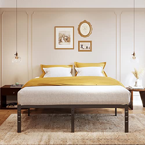 Vengarus 18 Inch Metal Platform Bed Frame,Steel Slat Support,No Box Spring Needed,Easy Assembly, Storage Space Under The Bed-Queen Size Bed Frame #TOP25