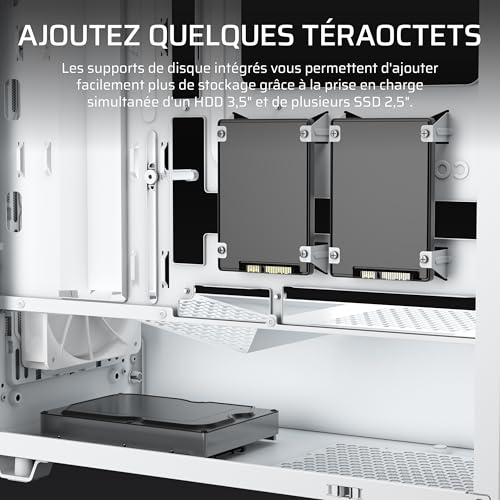 CORSAIR 3200D RS Boîtier PC Moyen Tour – 3 Ventilateurs RS120 Inclus, Airflow Élevé, Compatible Radiateur 360 mm, USB-C, Panneau en Verre Trempé, Compatible Cartes Mères À Connexion Inversée – Blanc