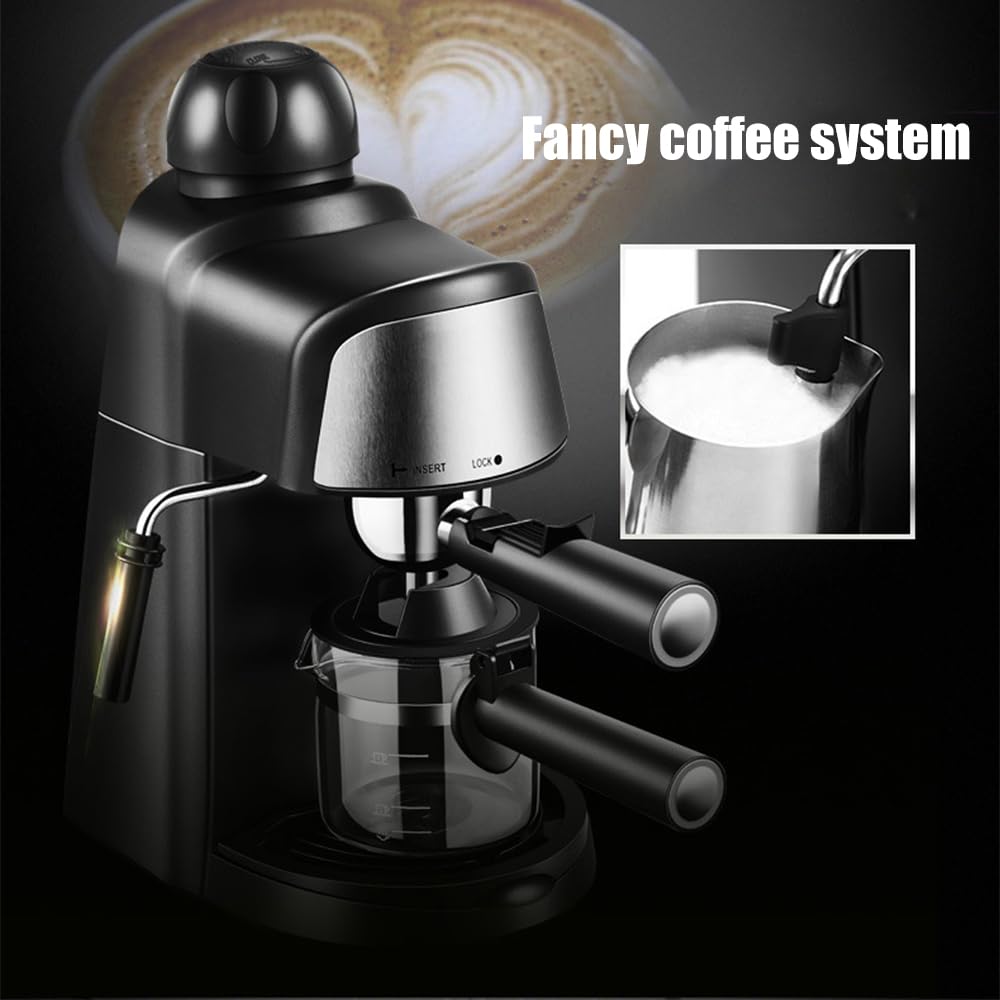 Cafetera Máquina de café espresso 5 barras 2-4 tazas 240 ml de capacidad 800 W Cafetera espresso con vaporizador de leche vaporizador Varita para capuchino Latte Macchiato Mocha