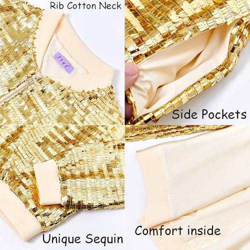 Image of YIYI Mens Jacket Bomber Sequin Sparkly Varsity Unique Glitter Jacket Male Party Shiny Outwear Coat Birthday Holiday Clothes