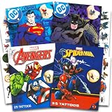 Superhero Tattoos for Kids Bundle ~ 100 Pcs Marvel and DC Super Hero Temporary Tattoos for Boys Girls | Spiderman Avengers Superman Batman Superhero Party Favors Party Supplies