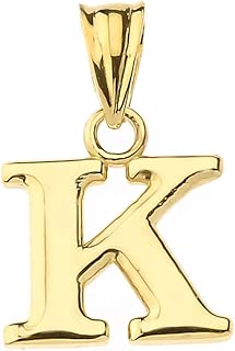 Fine Personalized Initial A-Z Charm Pendant in Solid 10k Yellow Gold - coolthings.us