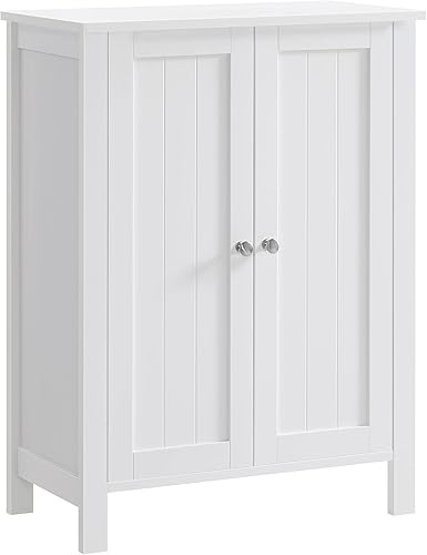 SONGMICS UBCB60W - Armario de baño con estante ajustable de doble puerta color blanco
