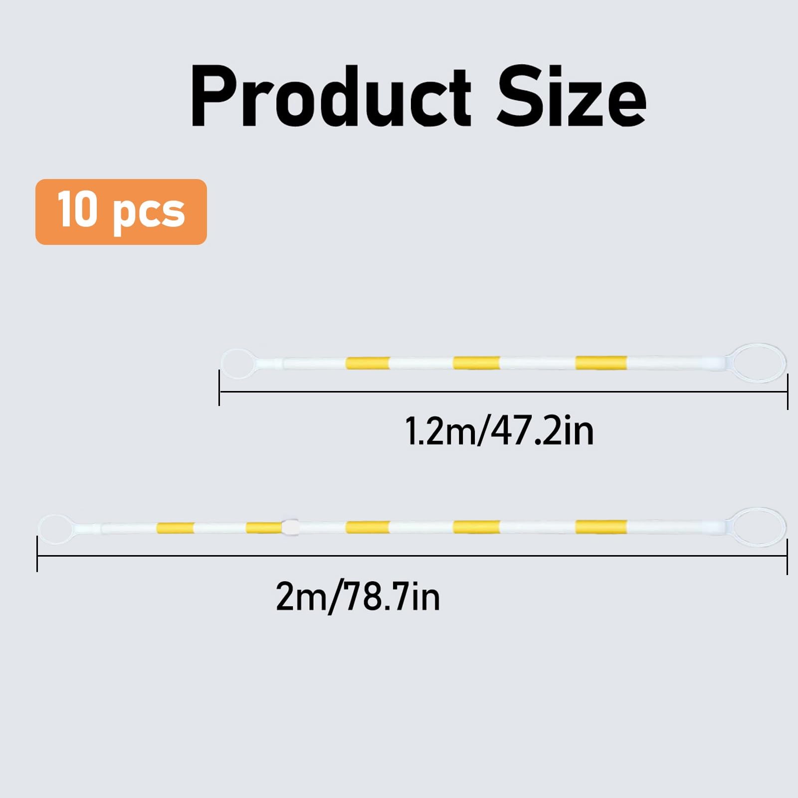 ERRULAN 10 Pack Retractable Traffic Cone Bar from 4ft to 7.2ft, Safety Traffic Barricade Retractable, Barricade for Road Construction for Loading Docks/Construction Sites/Crowd Control(Yellow)