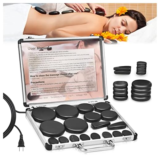 Electric Hot Stone Massage Set, Basalt Hot Stones Set Hot Rocks Massage Stones Kit with Heater Box for Professional or Home spa, Relaxing, Healing, Pain Relief (18Pcs)