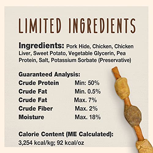 Cadet Gourmet Pork Hide Shish Kabob Dog Treats 5" (18 Count) #TOP2