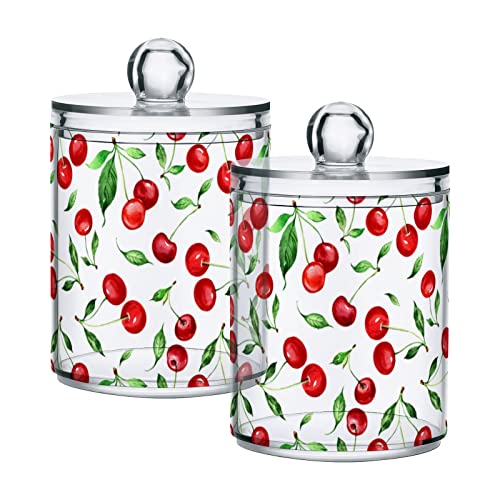 Red Cherries Green Leaves Bathroom Container...