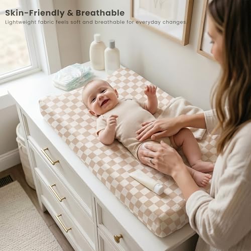 Image of Konssy 3 Pack Stretchy Changing Pad Covers, 32 inchx16 inch Changing Table Sheets