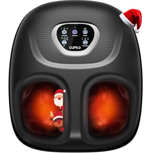 CuPiLo Foot Massager FSA Eligible HSA, Feet Massager with Heat for Plantar Fasciitis Relief, 5 Levels Compression & Vibration Massage for Neuropathy, Christmas Gifts for Women Men, Fits Up to 13'
