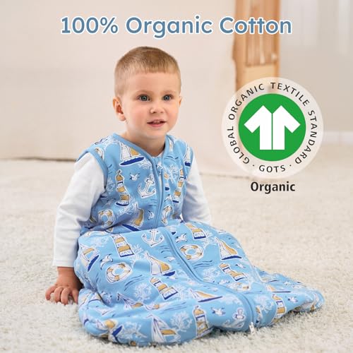Image of Yoofoss Baby Sleep Sack 0-6 Months, 1.5 Tog Baby Wearable Blanket with 2-Way Zipper, 100% Cotton Organic Fabric Winter Infant Sleeping Sack, Warm Soft Comfy