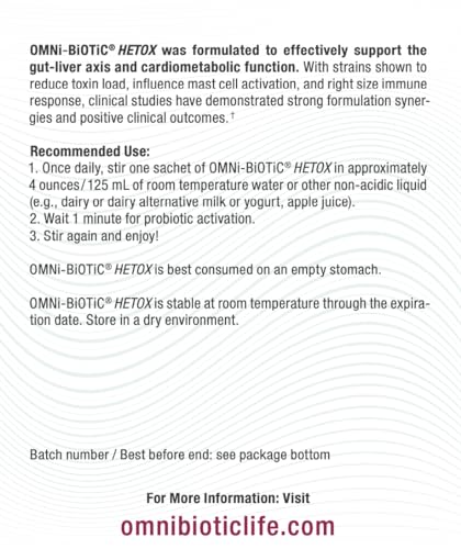 Image of OMNi BiOTiC Hetox - Probiotic Powder for Liver Support & Metabolic Health | Clinically Studied to Support the Gut-Liver Axis and the Body's Natural Detoxification Processes, Hypoallergenic, Non-GMO