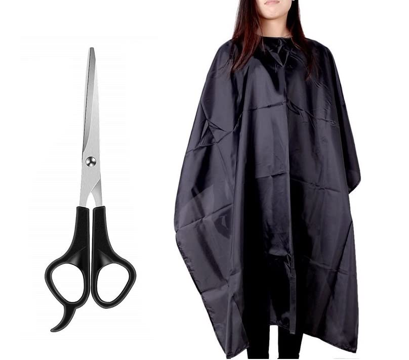 Uniqon Combo Of Professional Hair Styling Cutting Scissors With Black Unisex Nylon Hair Cutting Sheet Hairdressing Gown Cape Barber Cloth Makeup Apron-image-12