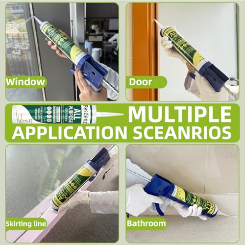 Image of Gray Universal Silicone Caulk, 100% Silicone Sealant Outdoor Waterproof, Flexible Cartridge Adhesive Caulking for Aquarium RV Roof Window Door Kitchen Bathroom Bathtub Shower Seal, 10.1 Oz, 12 Pack
